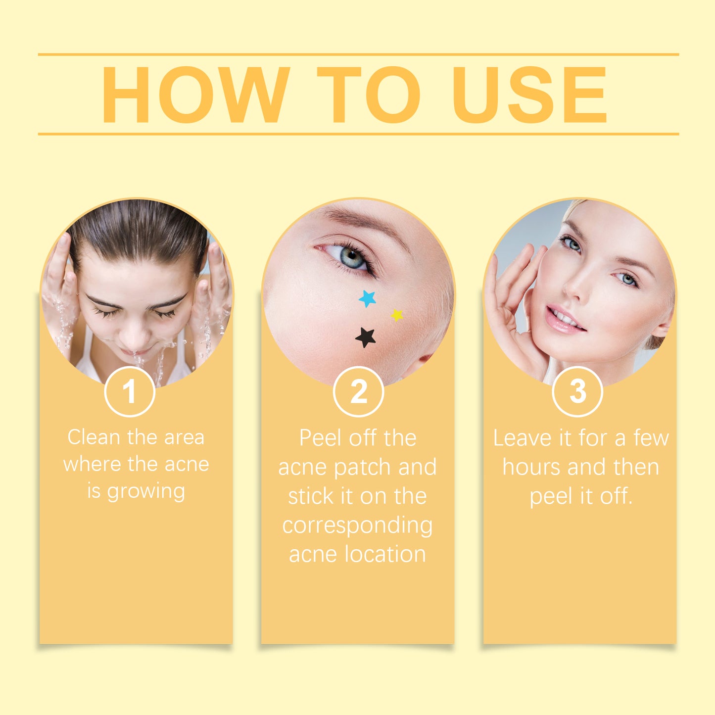 Stars Acne Patch, Reduce Acne Acne Print Clean Face Closed Mouth Acne Portable Cartoon Acne Patch