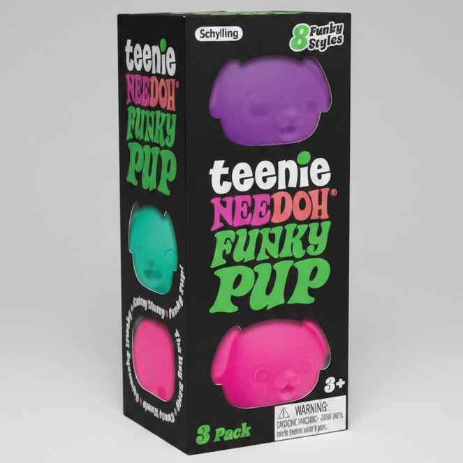 Schylling Nee-Doh Teenie Funky Pups: 3-Pack (includes Random 3 Colors from Purple, Blue, Pink, Orange)