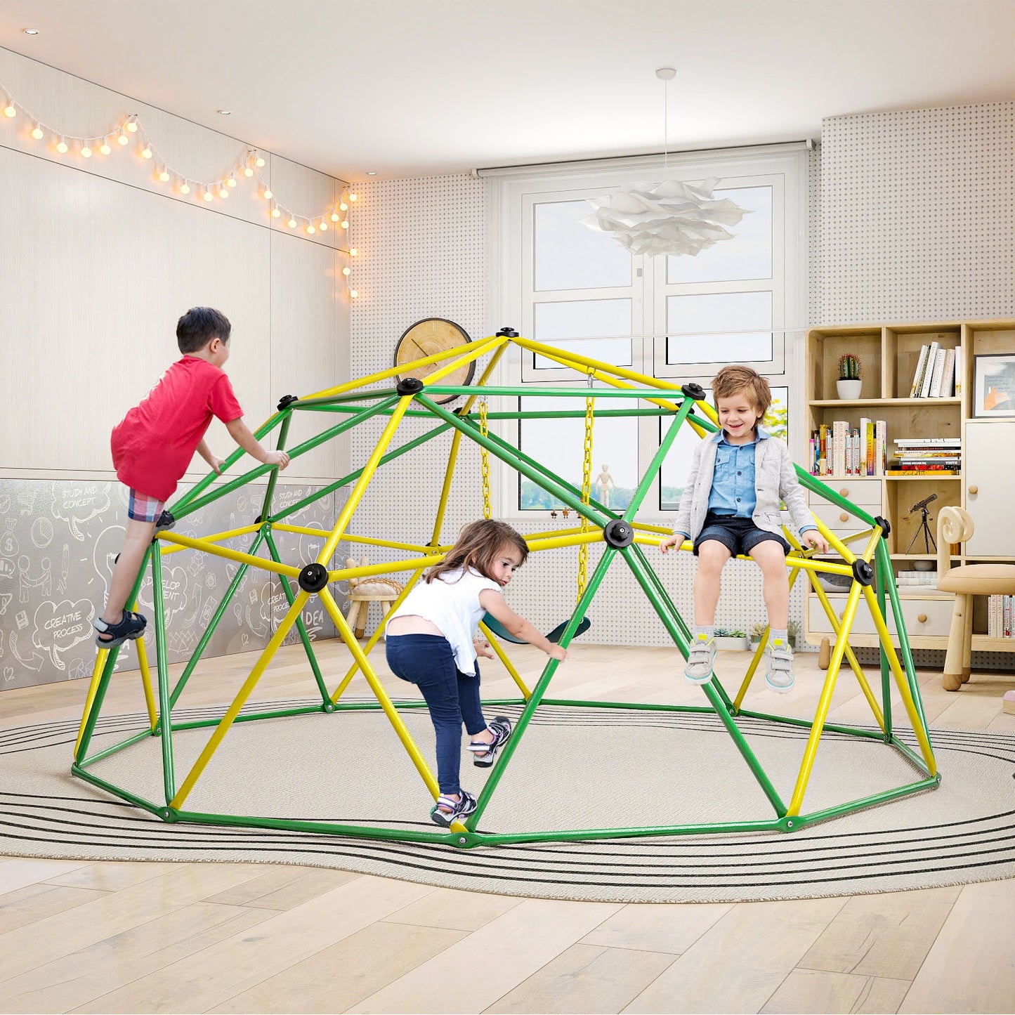 10 Feet Dome Climber with Swing and 800 Lbs Load Capacity