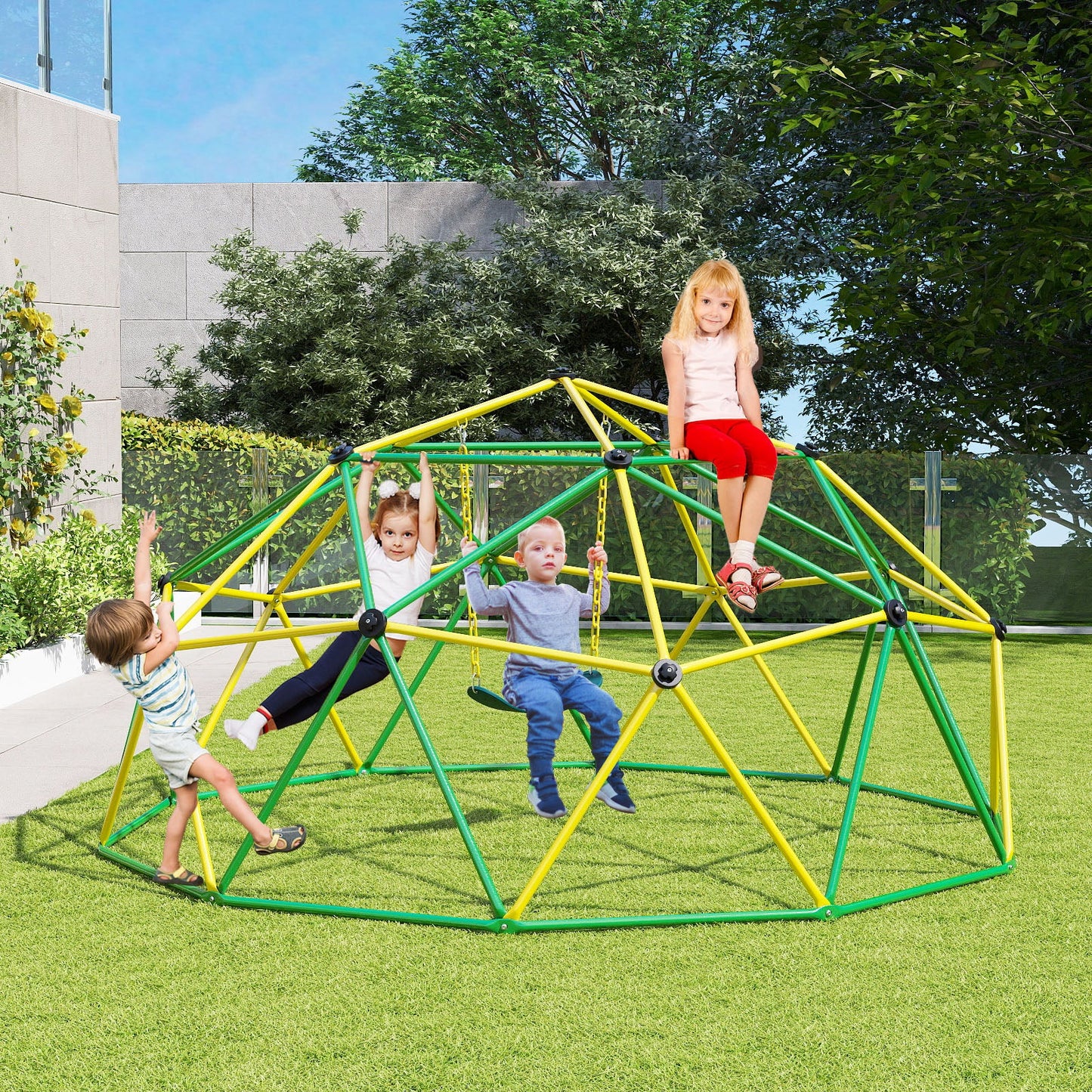 10 Feet Dome Climber with Swing and 800 Lbs Load Capacity