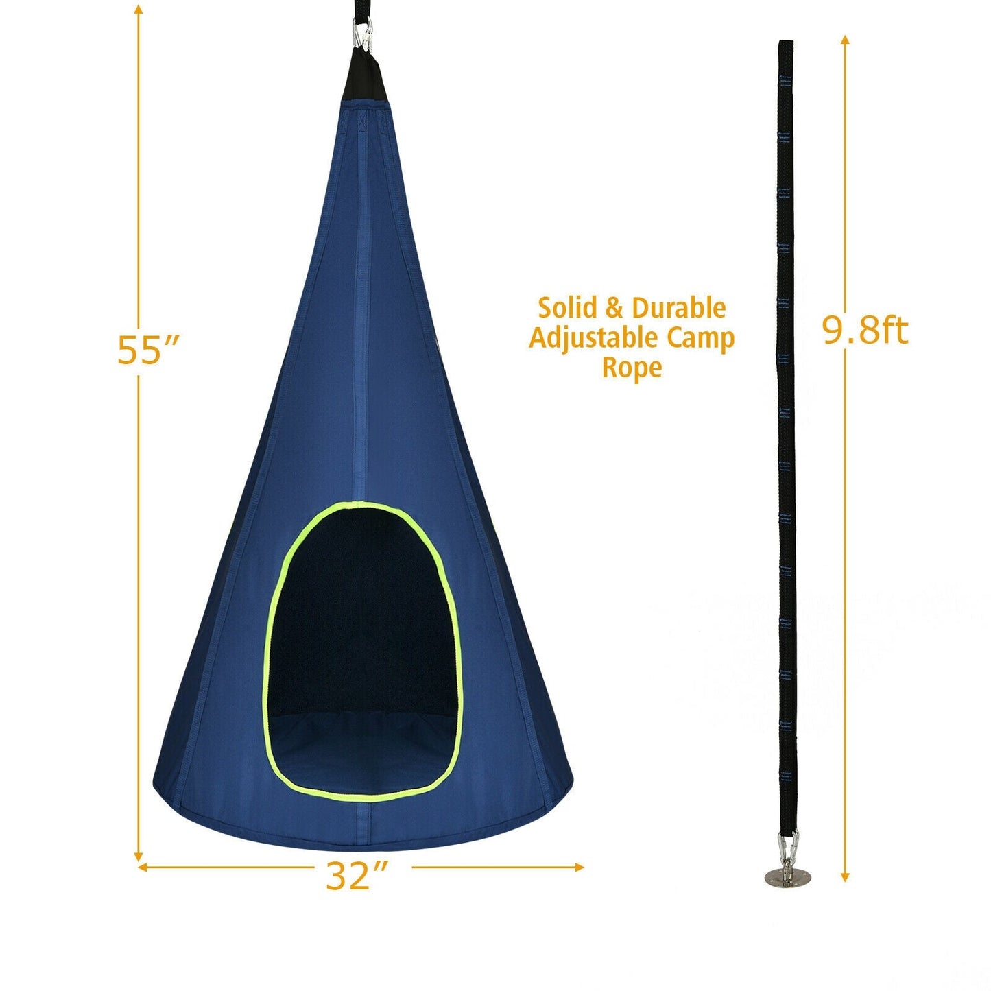 32 Inch Kids Nest Swing Chair Hanging Hammock Seat for Indoor Outdoor