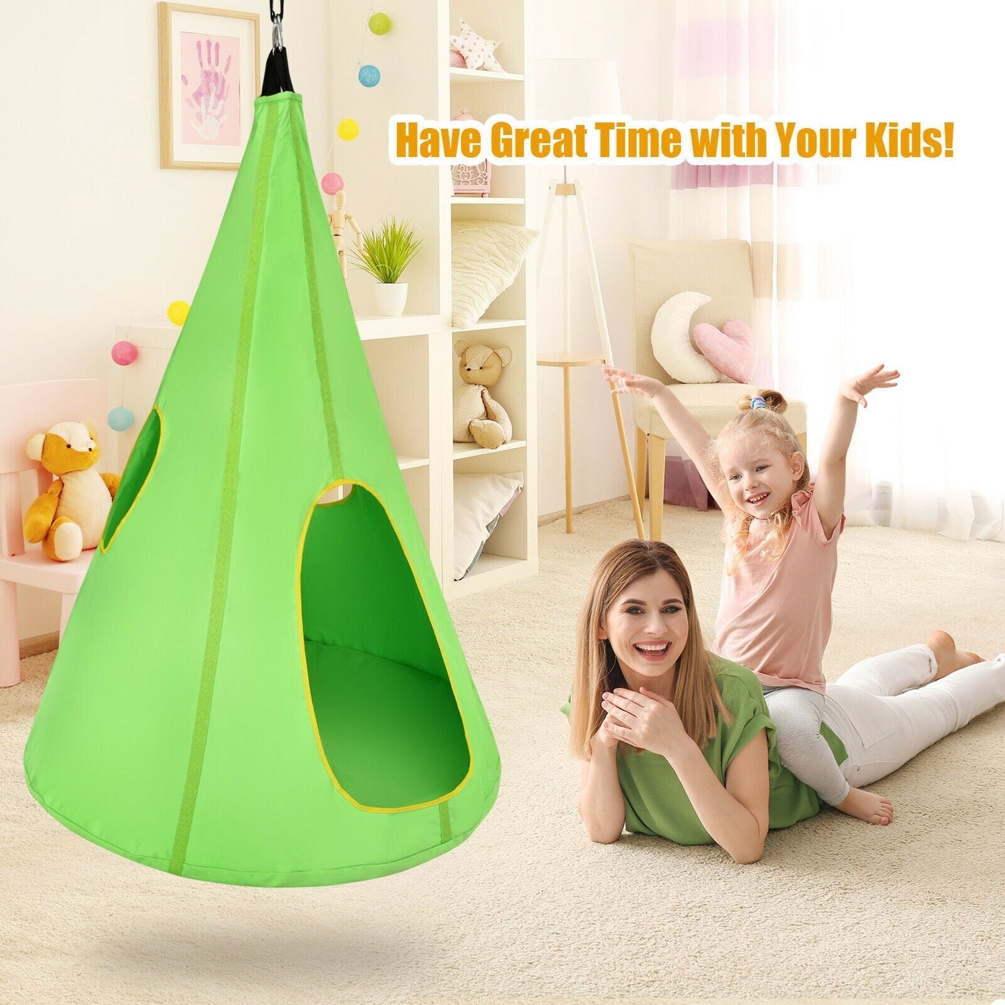 40 Inch Kids Nest Swing Chair Hanging Hammock Seat for Indoor Outdoor