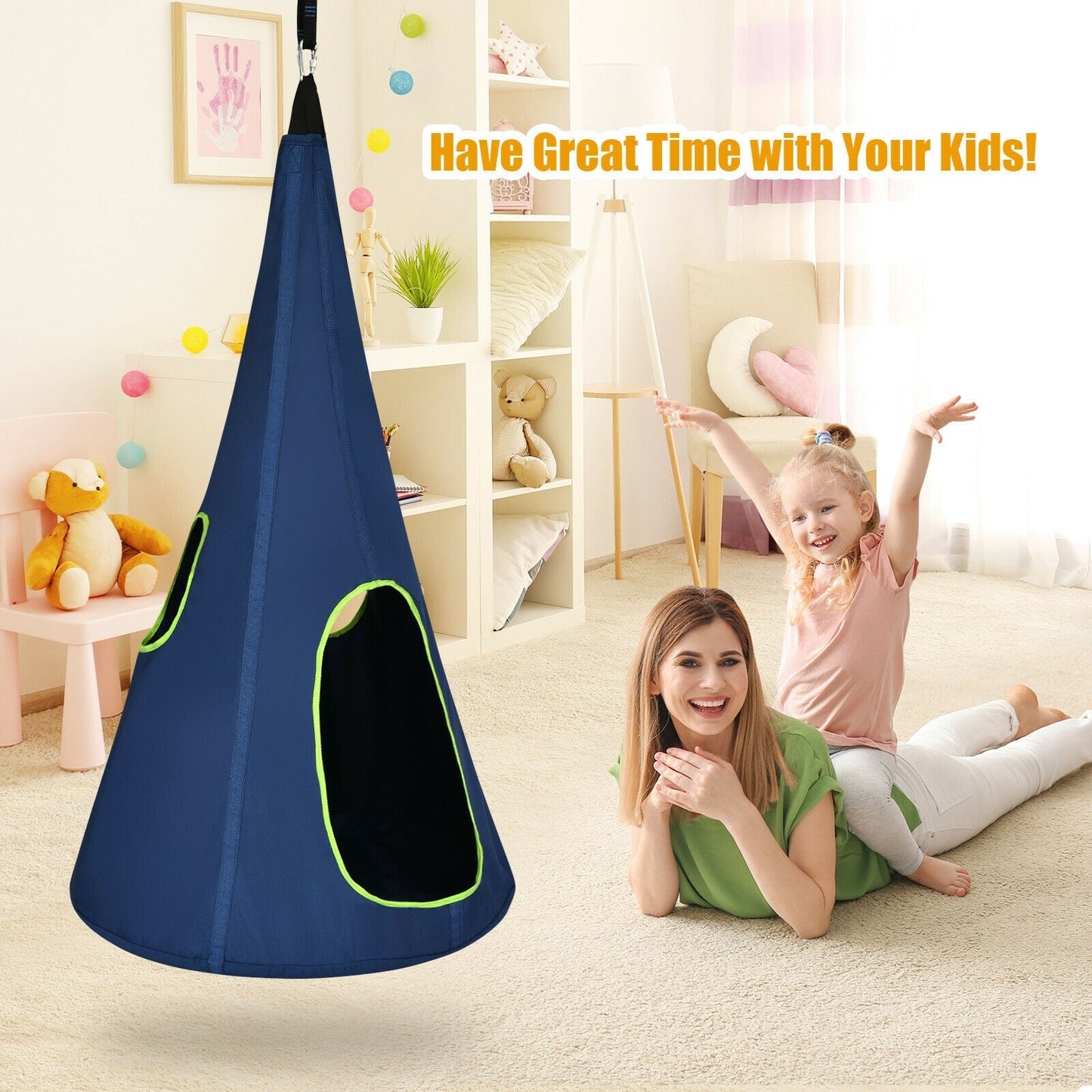 32 Inch Kids Nest Swing Chair Hanging Hammock Seat for Indoor Outdoor