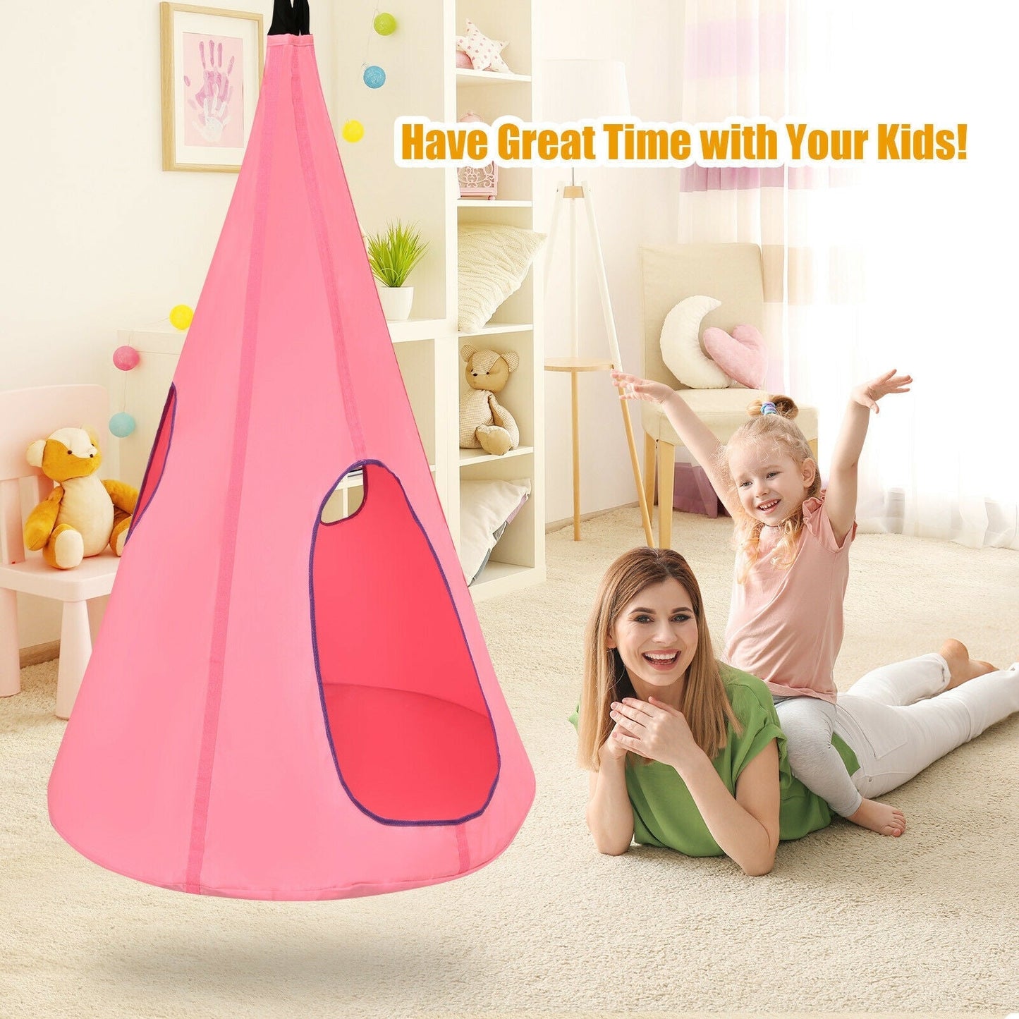 32 Inch Kids Nest Swing Chair Hanging Hammock Seat for Indoor Outdoor