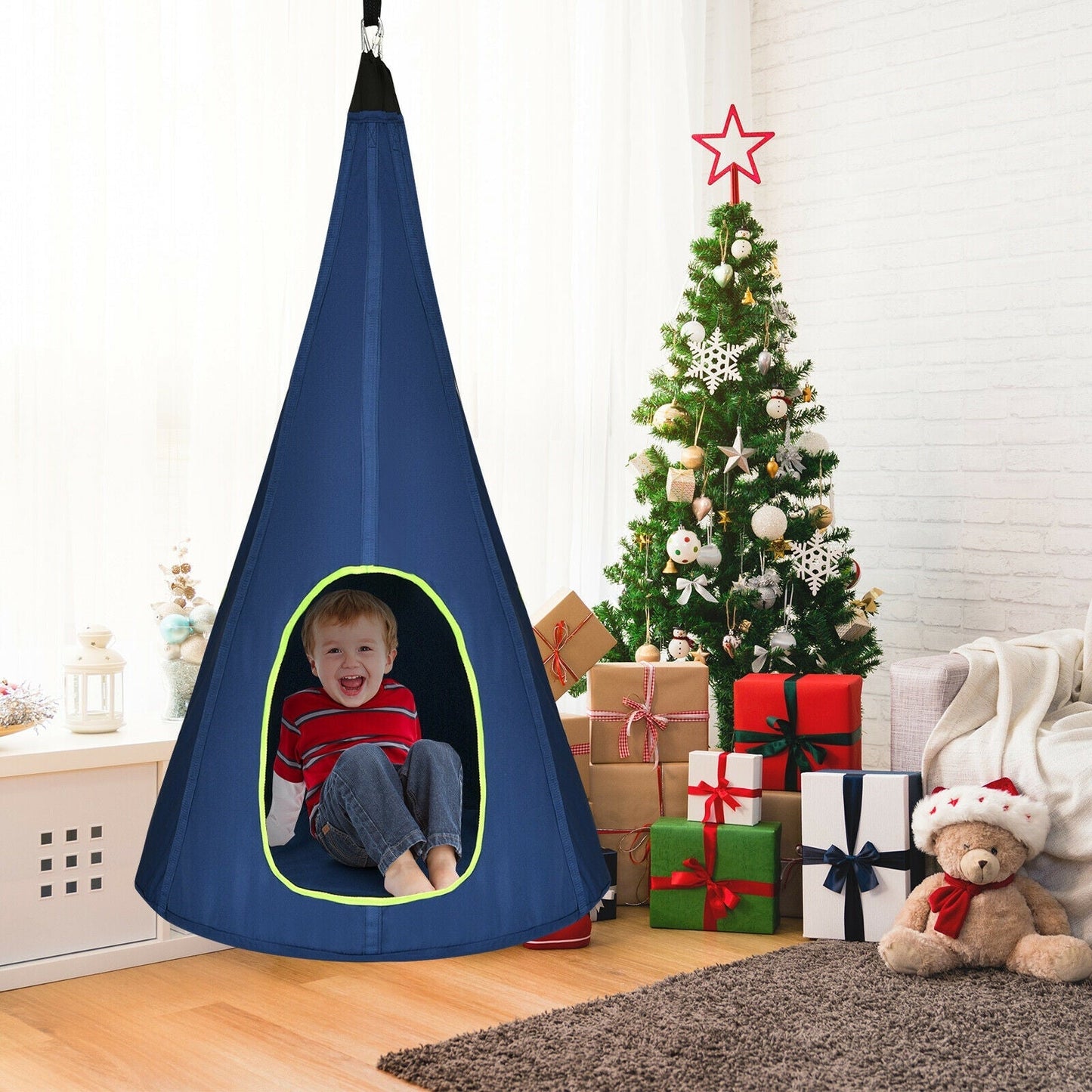32 Inch Kids Nest Swing Chair Hanging Hammock Seat for Indoor Outdoor