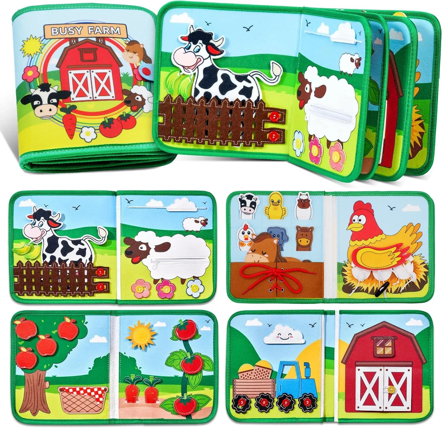 Montessori Quite Book Toys Preschool Activity Book Daily Life Skills Busy Book Autism Sensory Cloth Book Girls Gift for Todders