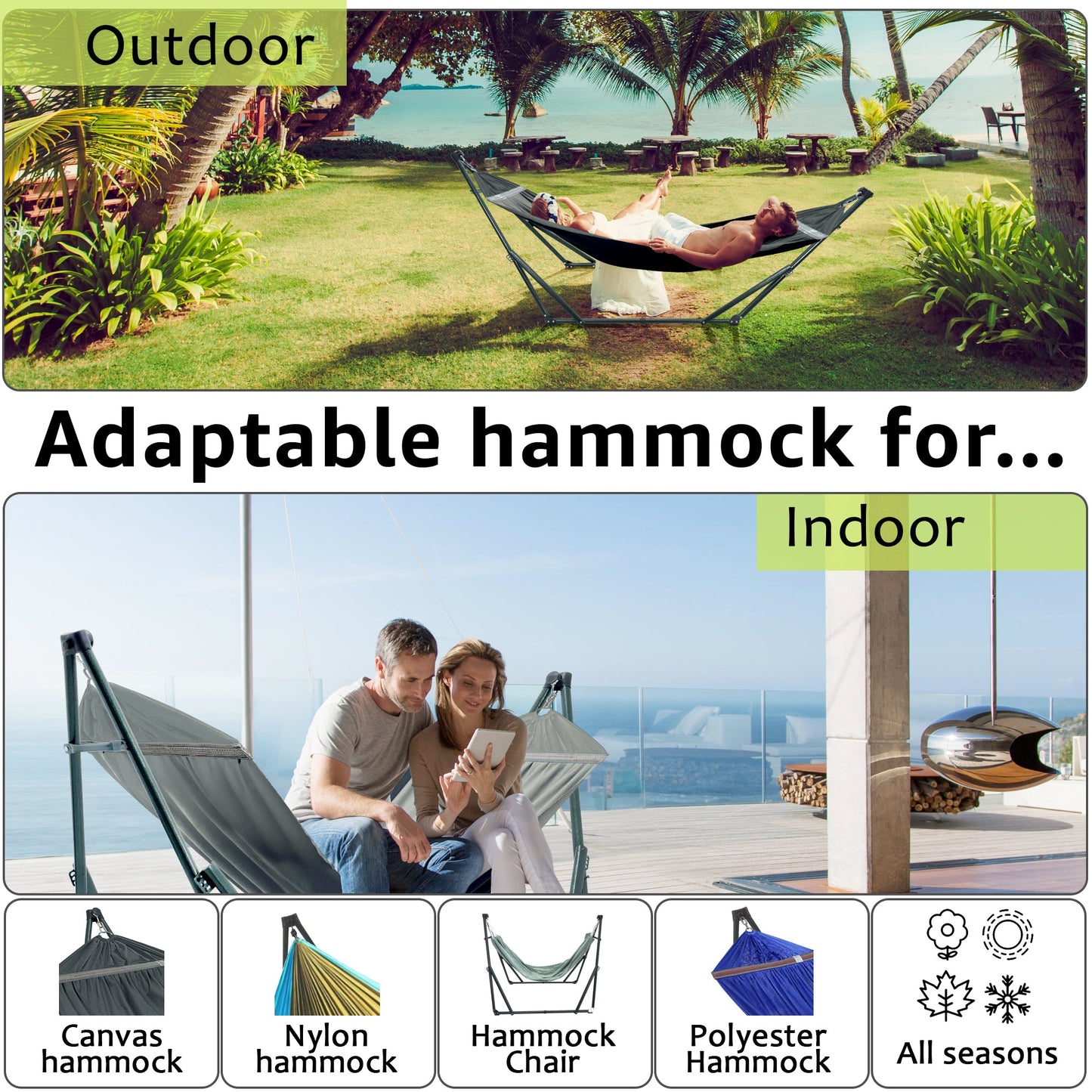 Tranquillo Universal Canvas Hammock Medium Size for Ultimate Comfort and Style