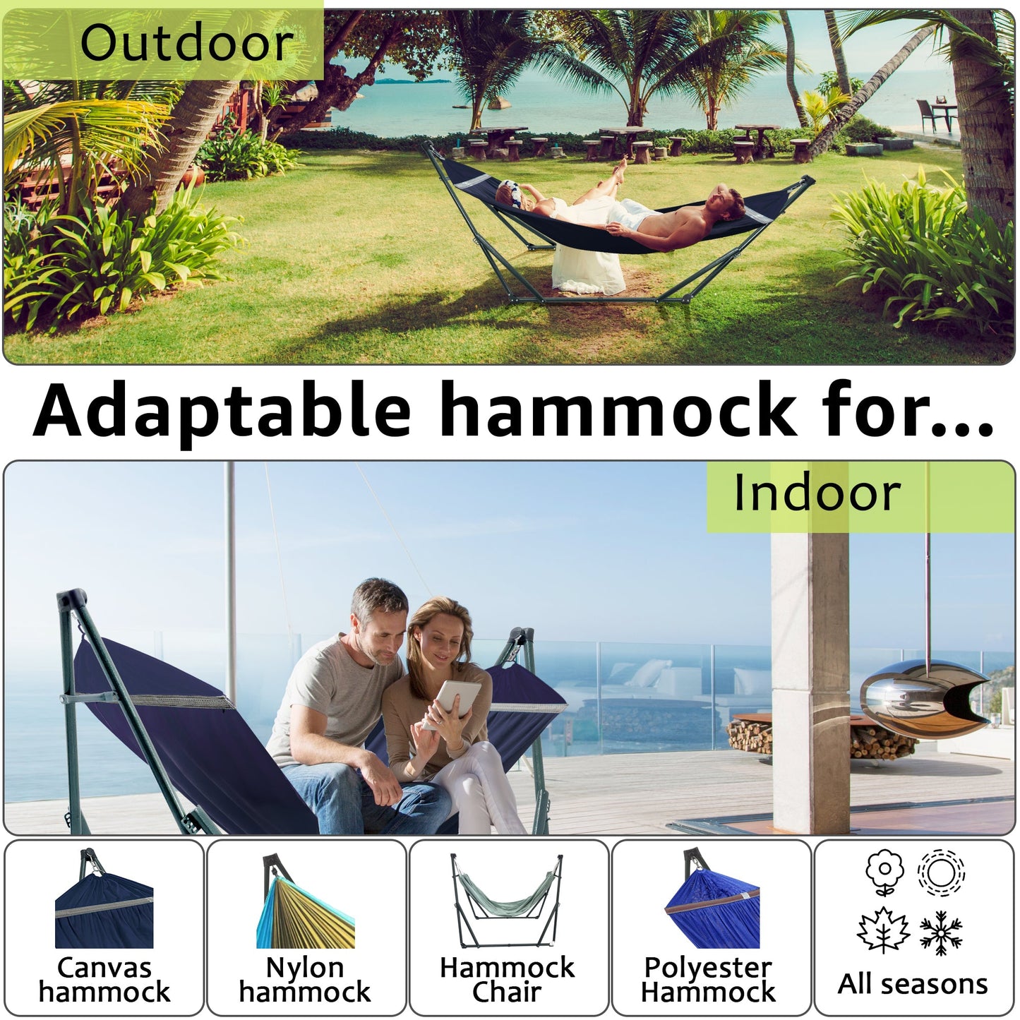 Tranquillo Universal Canvas Hammock Medium Size for Ultimate Comfort and Style