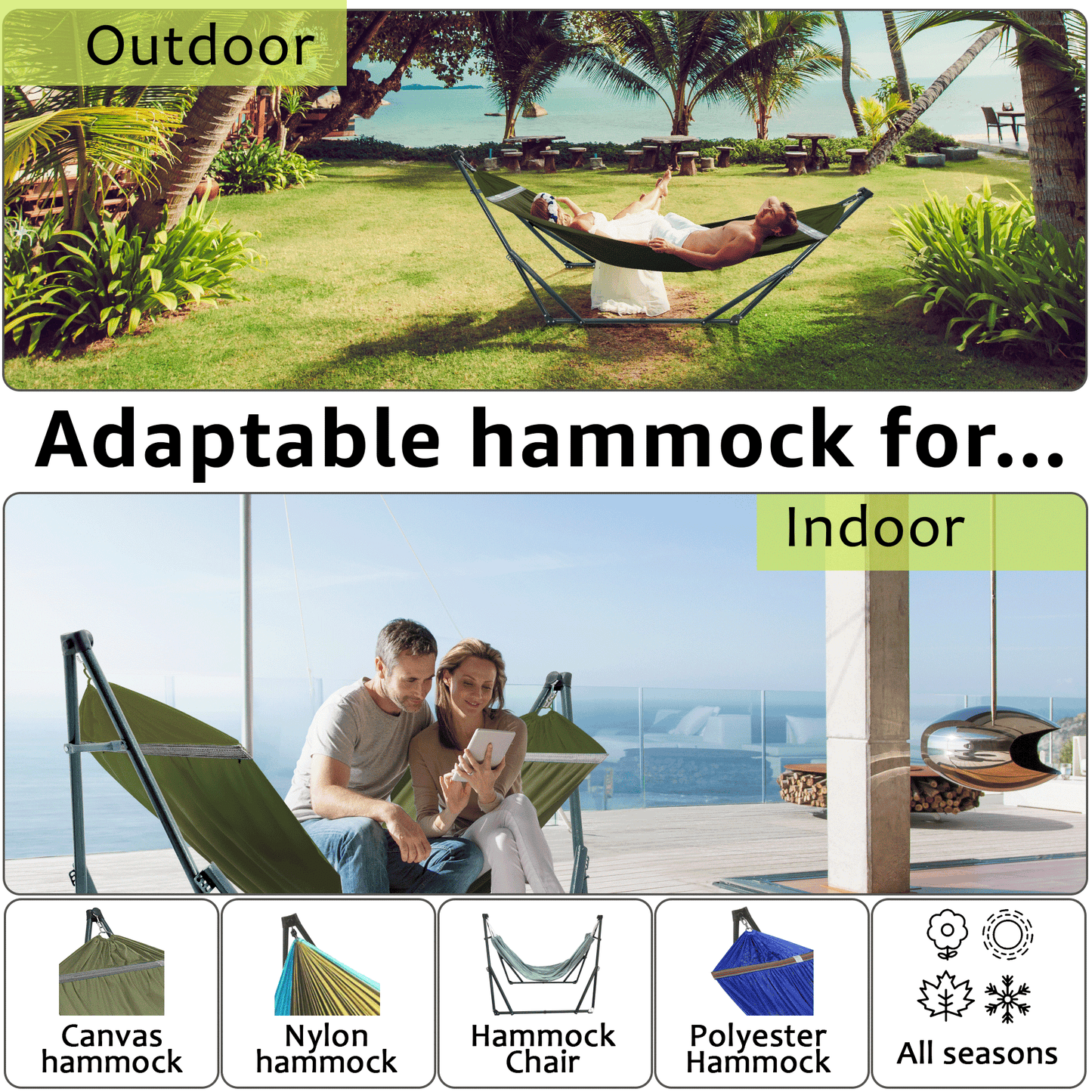 Tranquillo Universal Canvas Hammock Medium Size for Ultimate Comfort and Style