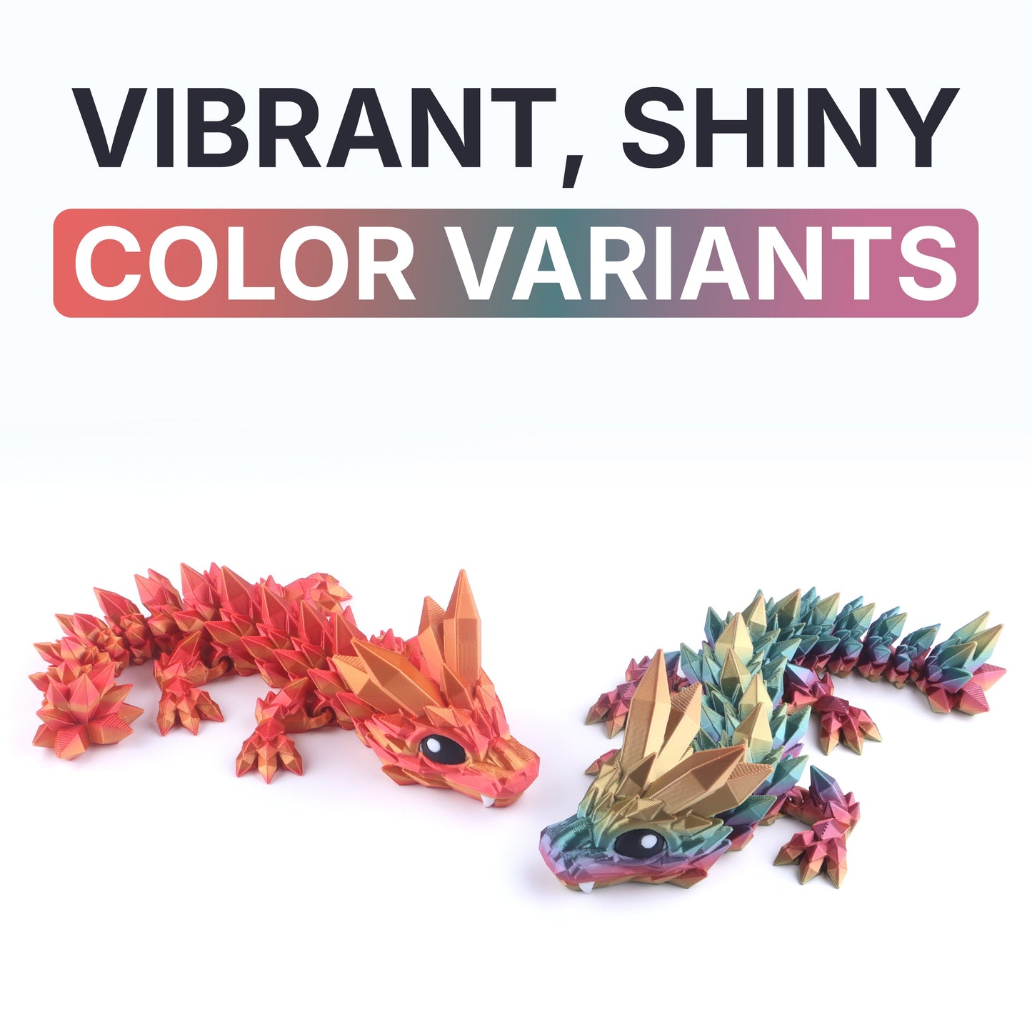 3D Printed Crystal Baby Dragon Fidget Toy – Articulated Fantasy Desk Toy Gift