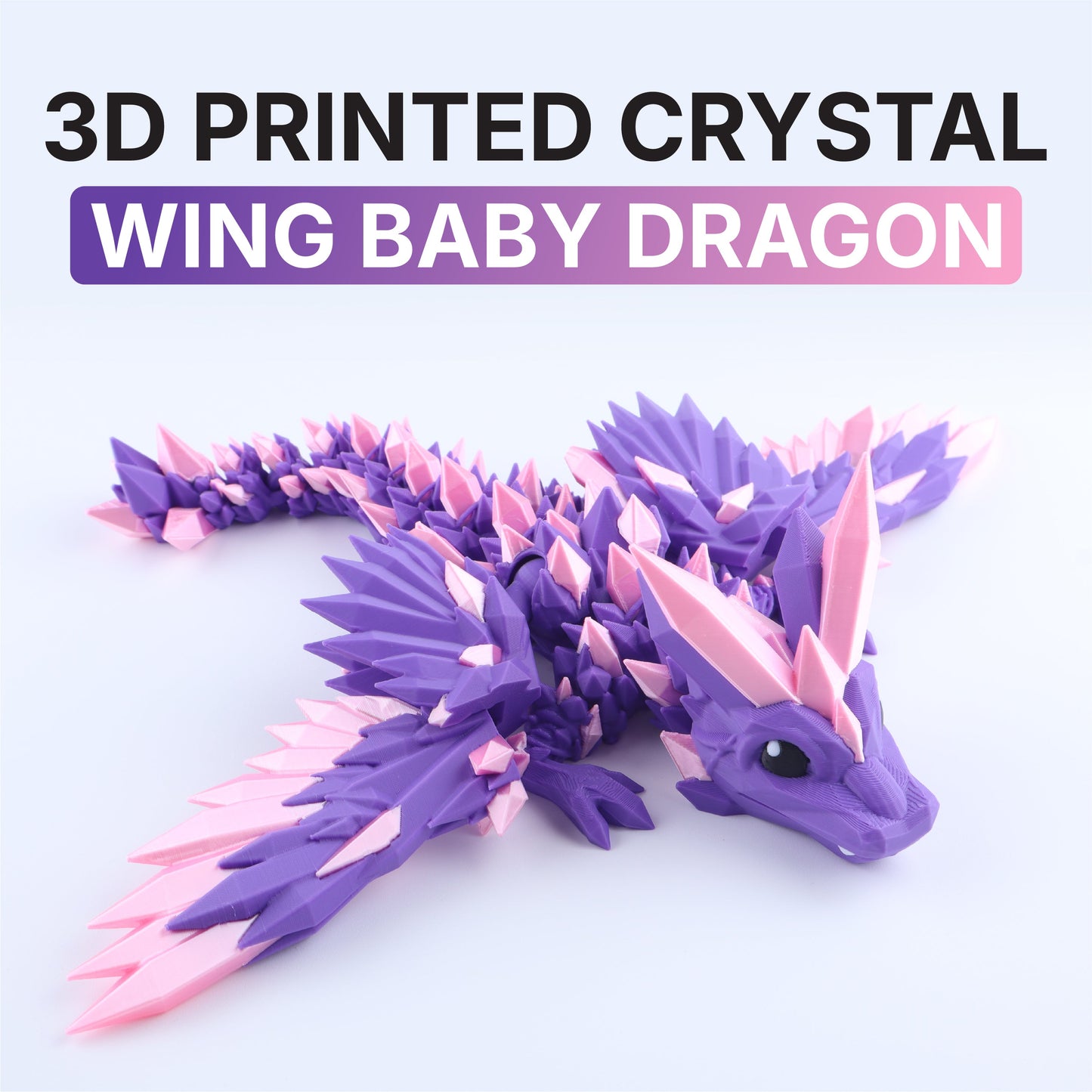 3D Printed Crystal Wing Baby Dragon Fidget Toy – Articulated Fantasy Desk Toy Gift