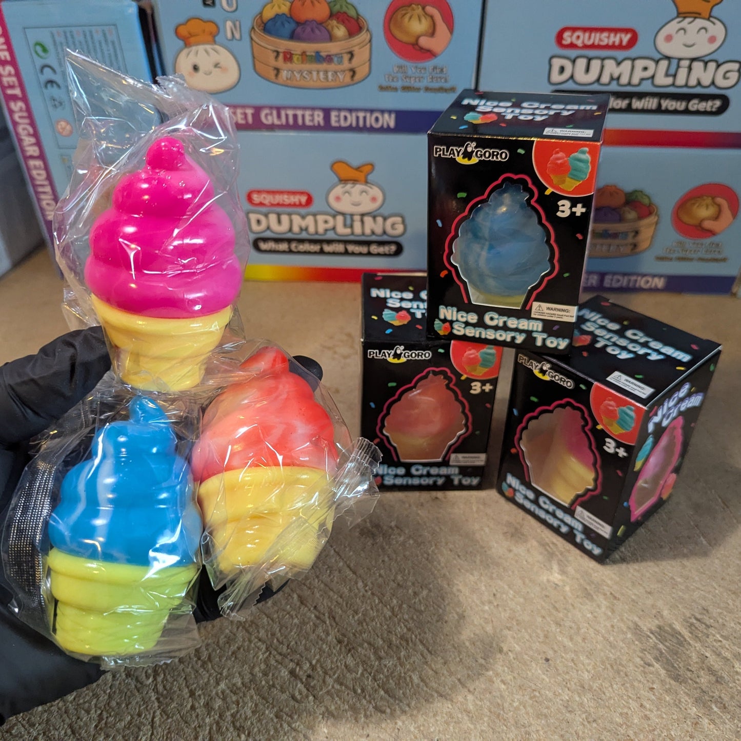 Set of Three Creamy Ice Cream Cone Squishy (Slow Rising Squish)