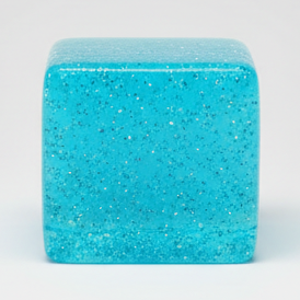 Blue Translucent Glitter Mini Magic Cube by Squeeze Toys (Slow-Rising Squish)