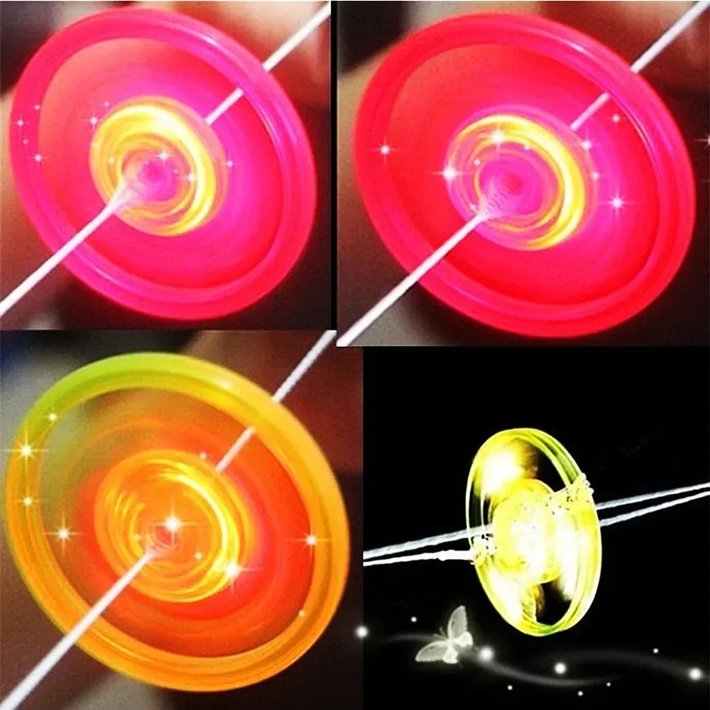 6 Pcs Fun Hand Pulled LED Light Up Flywheel Toys Children's Day Party Birthday Guest Gift Pinata Filler Kindergarten Gift Prize