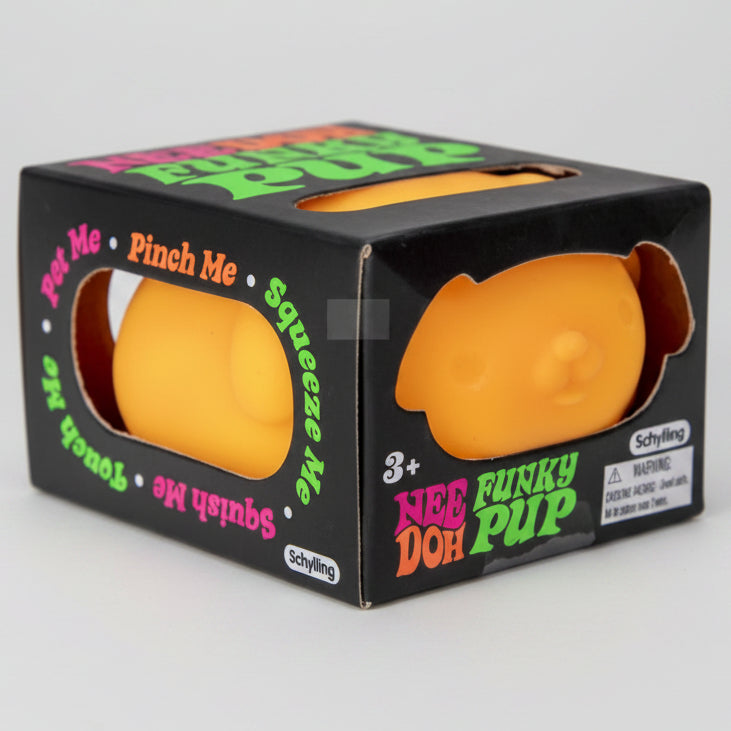 IN STOCK NOW: Schylling Nee-Doh Funky Pup Squishy: Orange