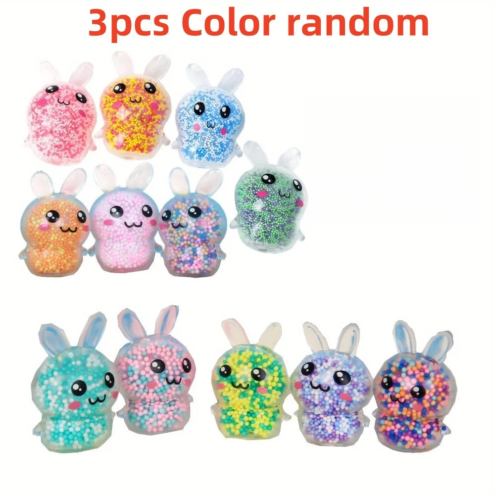 3 Pack Squishy Bunny Stress Balls | Light Up Rabbit Fidget Toy for Anxiety Relief