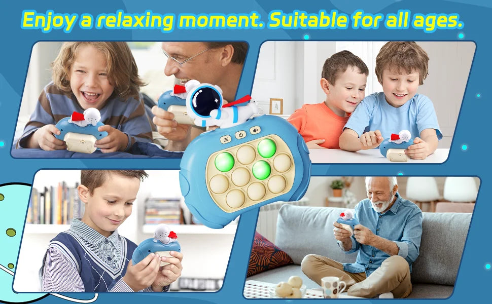 Pop Quick Push Bubbles Game Fidget Toys Handheld Games For Kids Adult Anti Stress Sensory Toys Funny Light-Up Whac-A-Mole Game