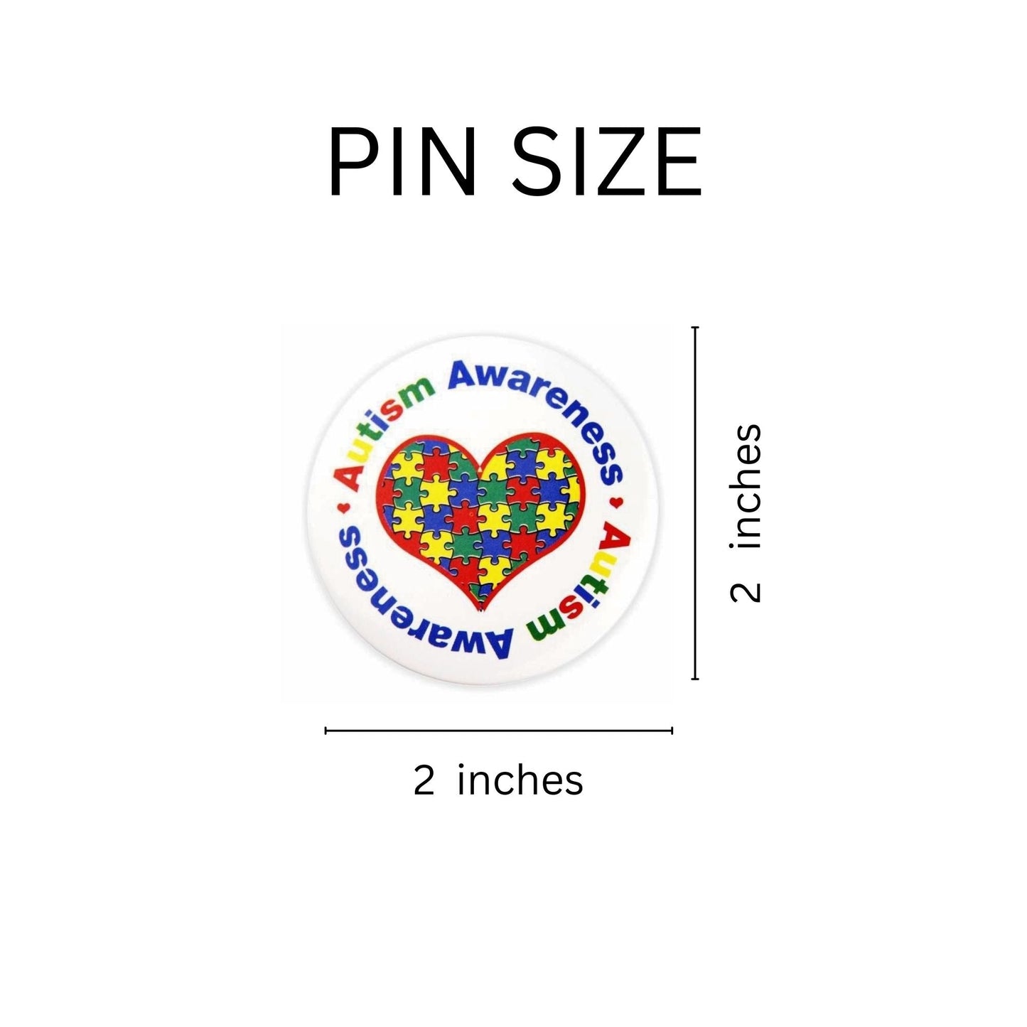Autism Puzzle Filled Heart Button Pins