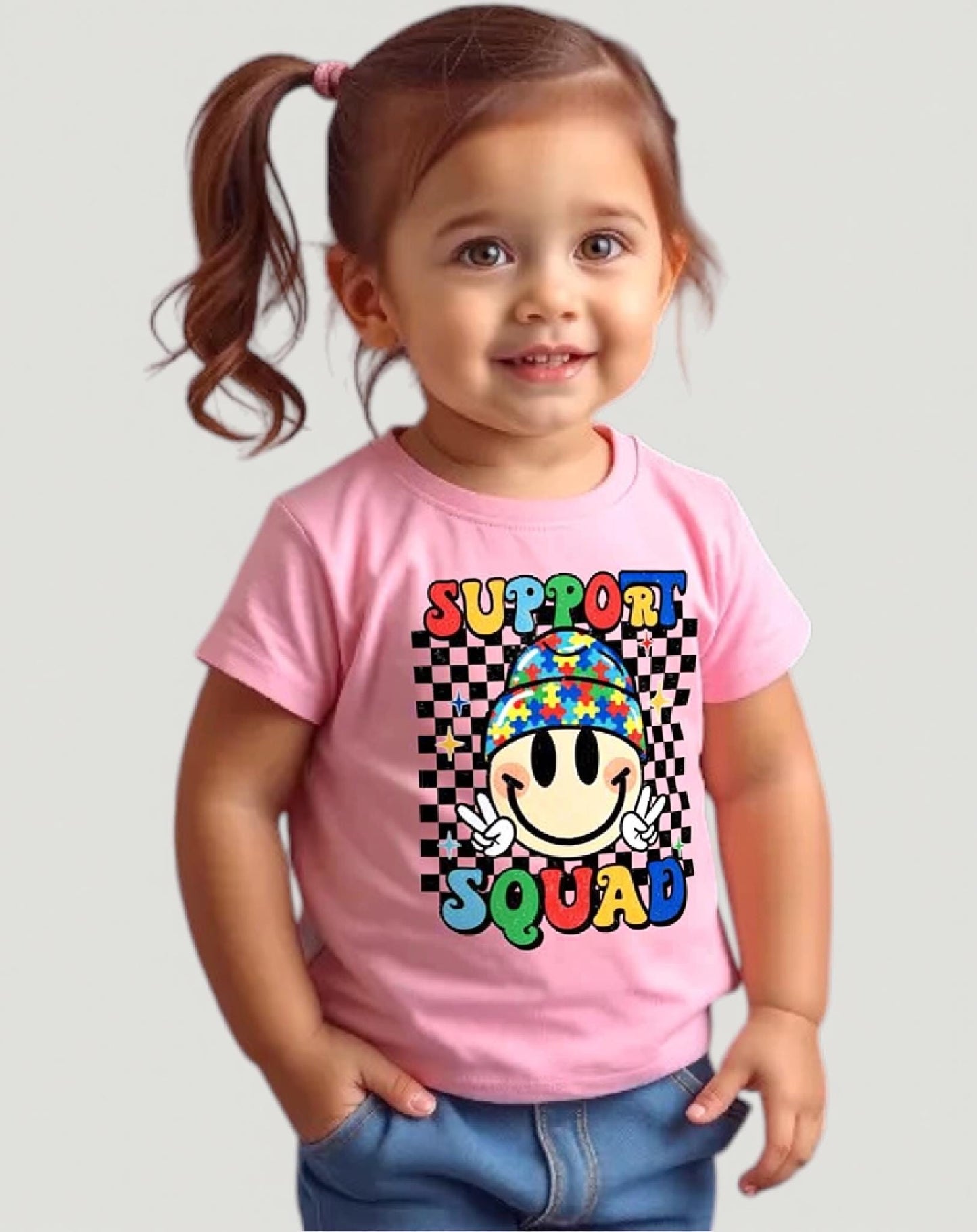 Toddler Girls Support Squad Autism Short Sleeve T-Shirt